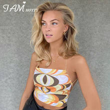 Aesthetic Printed Sexy Lace-up Halter Crop Top Women Vintage Beach Party Streetwear Backless Tube Crop Top Summer Iamhotty 2024 - buy cheap