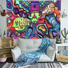 Simsant Trippy-tapiz Hippie de montaña, arte de pulpo, tapices colgantes de pared para sala de estar, decoración del dormitorio del hogar, pancarta 2024 - compra barato