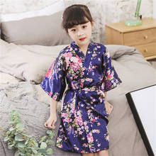 Pijama kimono yukata para meninas, roupa de dormir estilo japonês floral em seda 2024 - compre barato