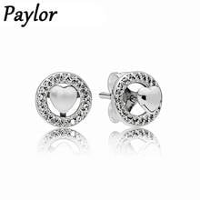 Paylor 2020 New Hot Silver Color CZ Zircon Eternal Love Heart Stud Earrings For Women Engagement Earrings Brincos 2024 - buy cheap