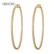 Shiny Cubic Zirconia Gold Color Huge Hoop Earrings Fashion Thin Ring Earrings for Women Big Round Ear Jewelry 2024 - buy cheap