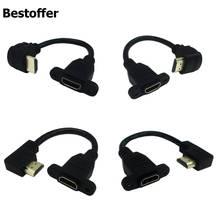 15cm Left Right Up Down 90 Degree Angle HDMI 2.0 Male to Female Extension Cable with Screw Hole Panel Mount 4K Resolution 2024 - buy cheap