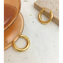 Brincos de argola redondos geométricos clássicos monlanthing dourado prateado cobre metal para mulheres bijuterias minimalistas 2024 - compre barato