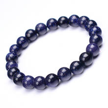 Vintage Natural Blue Gold Round Stone Handmade Bead Bracelet For Women Fashion Temperament Simple Jewelry Wholesale 2024 - buy cheap