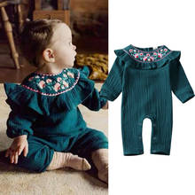 Newborn Long Sleeve Rompers 2020 Kid Baby Girl Clothes Flower Embroidery Ruffle Romper Jumpsuit Outfit 2024 - buy cheap