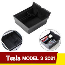 Nes Car Central Armrest Storage Box For 2021 Tesla Model 3 Accessories Center Console Flocking Organizer Containers Car Interior 2024 - buy cheap