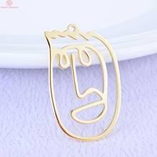 (1512)6PCS 22.5x35MM 24K Gold Color Plated Brass Face Charms Pendants High Quality DIY Jewelry Making Findings 2024 - buy cheap