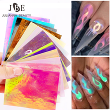 16pcs/pack Fire Nail Holographic Strip Tape Nail Art Stickers Thin Laser Silver Stripe Sticker DIY Foil Adhesive Decal Sticker 2024 - buy cheap