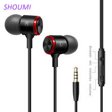 Shoumi Stereo Bass Headphones In-Ear 3.5MM Wired Earphones Metal HIFI Earpiece with Microphone for Xiaomi Samsung Huawei iPhone 2024 - buy cheap