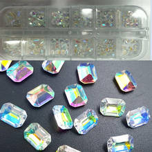 Arte de unha 3d colorida, cristal de strass claro tamanho misto 4-10mm, pontas para unhas, decoração de unha, ab, pedra, pacote em 1 caixa 2024 - compre barato