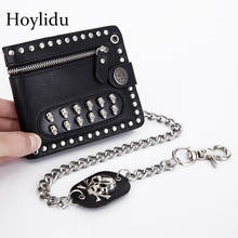 Gothic Punk Style Personality Men Wallets Retro Fashion Multi Skull Luxury Men's Short Purse With Chain Hasp Credit Card Holder 2024 - buy cheap
