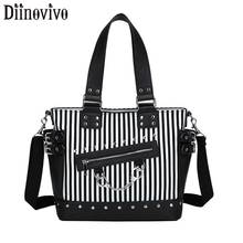 DIINOVIVO Rock Luminous Bag Women Shoulder Bag Rivet Handbags  Female Stripe Crossbody Hand Bag Canvas Cloth Totes Bags WHDV1292 2024 - buy cheap