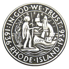 USA-moneda de copia chapada en plata, 1936D/S Rhode Island, medio dólar conmemor 2024 - compra barato
