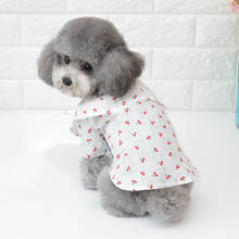 Verão roupas para animais de estimação algodão cão de estimação roupas de verão para cães pequenos roupas yorkshire cereja impressão legal pet camisa ropa perro teddy 2024 - compre barato