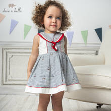 DB13002 dave bella summer baby girl's princess print striped dress children fashion party dress kids infant lolita clothes 2024 - buy cheap