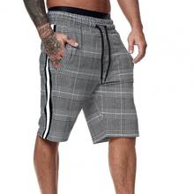 Men Shorts 2021 Plaid Side Stripe Summer Casual Mid Rise Drawstring Short Trousers for Sports 2024 - buy cheap