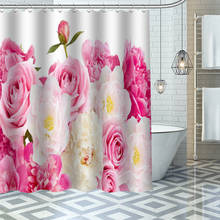 Cortinas de ducha de peonía con flores personalizadas, tejido impermeable, decoración de baño, lavable, para habitación 2024 - compra barato
