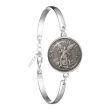 Pulseira de archangel, pulseira de moda st. michael protege me saint shield, bracelete de orhodox russo, joia para sagrado presente 2024 - compre barato
