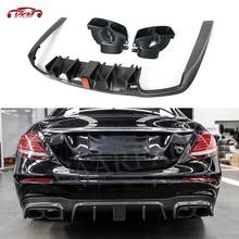 Difusor de luz para para-choque traseiro, de fibra de carbono, com silenciador de aço, pontas para benz e class w213, c245, e43, e63 amg b style 2017 + 2024 - compre barato