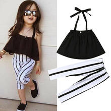 2019 1-6Y Cute Girl Summer Clothing Kid Strap Tops+Striped Pants Leggings 2pcs Outfits Kids Fashion Clothes toddler girl clothes 2024 - buy cheap