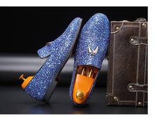 Chaussure homme sapatos formais masculinos, clássicos, azul brilhantes, sapatos de festa de luxo, sapatos de casamento, slip-on com borla 2024 - compre barato