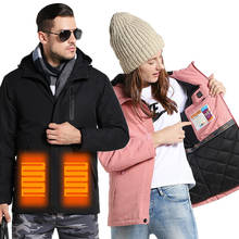 2021 Winter Couples USB Heated Jacket Men Women Plus Size Down Cotton Hiking Coat Keep Warm Waterproof Jacket Men Rain Jackets 2024 - buy cheap