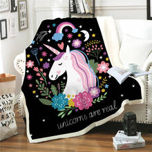 Unicorn Black Bottom 3D Print Throw Plush Sherpa Blanket Thin Quilt Sofa Chair Bedding Supply Adults Kids 01 2024 - buy cheap