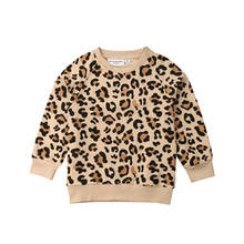 Camiseta de manga larga para niños y niñas, sudaderas con estampado de leopardo, ropa de algodón para otoño 2024 - compra barato