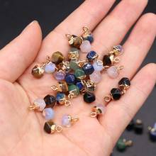 5PC Natural Stone Lapis Lazuli Pendant Charms Small Faceted Tiger Eye Agates Pendant for DIY Earrings Necklace Jewelry Making 2024 - buy cheap
