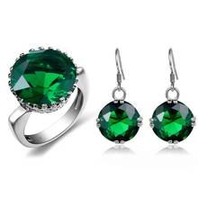 Szjinao-Conjunto de joyería para mujer, de plata 925 auténtica, conjunto de anillo y pendientes góticos de Esmeralda verde, hecho a mano, joyería fina para fiesta, regalos 2024 - compra barato
