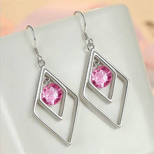 Everoyal Trendy Crystal Pink Drop Earrings For Women Accessories Fashion 925 Silver Earrings Girls Princess Jewelry Female Bijou 2024 - buy cheap