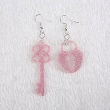 1Pair Cute Twinkly Resin Key and Lock  Earrings for Birthday Gift Child Girls Teens Woman Jewelry 2024 - buy cheap