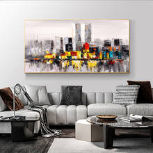 Pintura abstracta de ciudad moderna en lienzo para decoración del hogar, carteles e impresiones de paisaje de pared, imágenes artísticas para sala de estar 2024 - compra barato