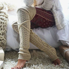 2019 Women Winter Cable Knitted Stockings Leg Warmers Boot Over Knee Thigh High Fancy Ladies Thicken Stockings Crochet 2024 - buy cheap