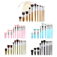 Hot 11pcs Plastic Handle Makeup Brushes Set High Quality Foundation Blending Cosmetic Make Up Tool Set Pincel Maquiagem 2024 - buy cheap