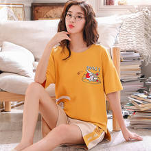 Pajamas Women Summer Cotton Cartoon Sleepwear Korean Casual Short-Sleeved Shorts Student Pijama Loose Cute Nightie Home Suit 2024 - buy cheap