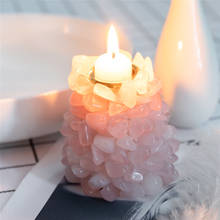 Sporadic 1pc Natural Rose Quartz Candlestick Stones Crystal Candle Holders Home Decor Feng Shui Decoration 2024 - buy cheap
