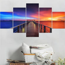 Wall Art Canvas Paintings Pictures Home Modern Decor Framework 5 Pieces Red And Blue Contrast Sunset HD Prints Poster Modular 2024 - buy cheap