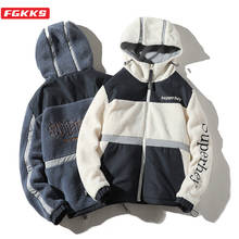 FGKKS-chaquetas de tela para hombre, ropa de moda, cálida, gruesa, con capucha, de retales, de tendencia 2024 - compra barato