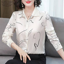 2021 New Office Lady Printing Button Cardigan Blouse Women Autumn Long Sleeve Silk Shirt Women Plus Size Ladies Clothing 10722 2024 - buy cheap