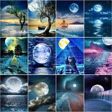 RUOPOTY Frame Picture Painting By Numbers Moon Landscape Modern Wall Art Canvas By Number Diy Kits For Home Decors Artcraft 2024 - buy cheap