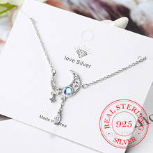 Fashion Choker Necklaces for Women 925 Sterling Silver Opal Star Moon Charm Pendants Necklace Wedding 2024 - buy cheap