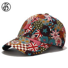 FS  Trendy Street Letter Graffiti Baseball Cap For Women Summer Hip Hop Caps British Flag Print Brand Men Hats Casquette Homme 2024 - buy cheap