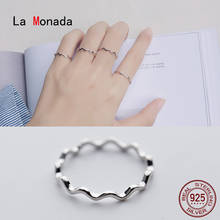 La Monada-Anillo de Plata de Ley 925 con forma de ola para mujer, sortija minimalista, joya fina de plata 925, joya de boda 2024 - compra barato