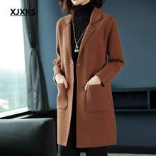 XJXKS Women Wool Blend Coats 2020 New Arrival Casual Streetwear Long Coat Young Ladies Elegant Cashmere Woolen Coat 2024 - buy cheap