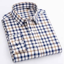 8XL 11 Color Cotton Oxford Striped Plaid Longsleeve Shirt for Men Dress Shirts High Quality Pure Color Business Button Up Shirt 2024 - buy cheap