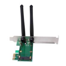 Placa de rede sem fio wi-fi mini pci-e express para adaptador pci-e com 2 antenas externas pc x6hb 2024 - compre barato