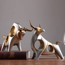 Creative Hollow Cow Ornaments Abstract Animal Sculpture Crafts High-end Resin Home Office Decoration Accessories Christmas Gifts 2024 - buy cheap