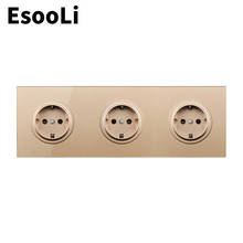 EsooLi 3 wang стеклянная панель настенная Хрустальная розетка заземленная, 16A стандарт ЕС электрическая розетка 86 мм * 86 мм розетка 2024 - купить недорого