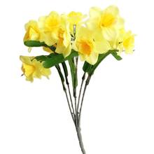 Один искусственный Нарцисс, искусственные шелковые нарциссы, 21 цветок для украшения дома 2024 - купить недорого